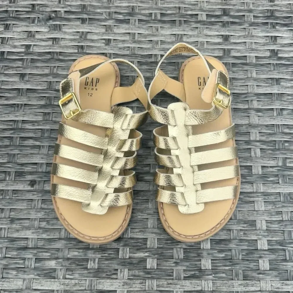 Gap Kids G Strap Sandal Gold Metallic Gladiator Sandals US‎ Girl Size 12